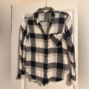 Cloth & Stone Black and White Checkered Top